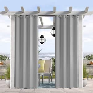 Gray Outdoor Thermal Grommet Blackout Curtain - 50 in. W x 108 in. L, 1-Panel