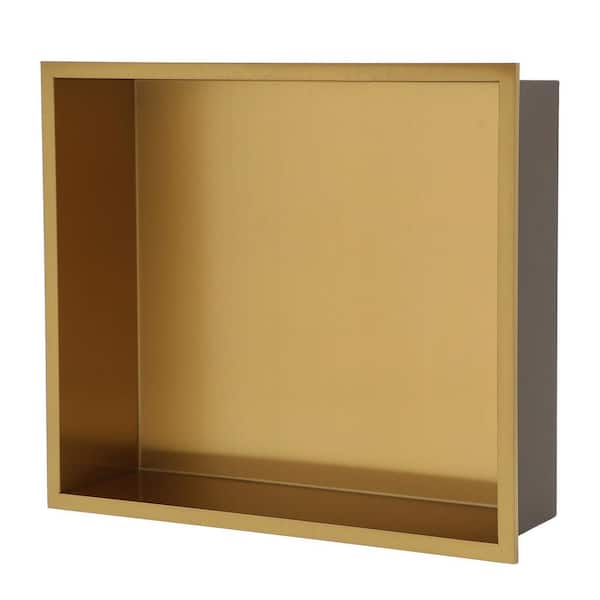 13 in. W x 15 in. H x 3.94 in. D Stainless Steel Shower Niche Set of 1 Piece in Gold with Low Profile