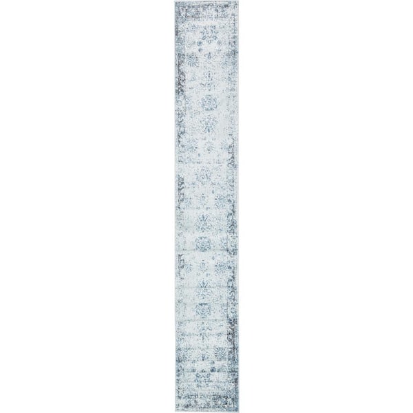 Unique Loom Sofia Casino Light Blue 2' 0 x 13' 0 Runner Rug