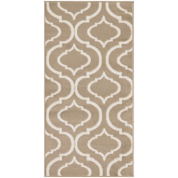 Nourison Jubilant Taupe doormat 2 ft. x 4 ft. Trellis Transitional Area Rug