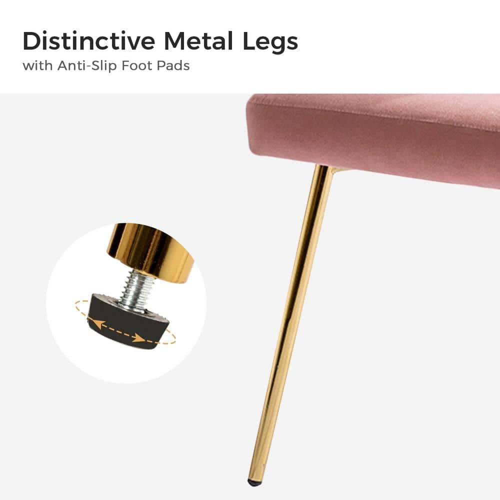 Pink Velvet Upholstered Side Chair with Gold Metal Legs