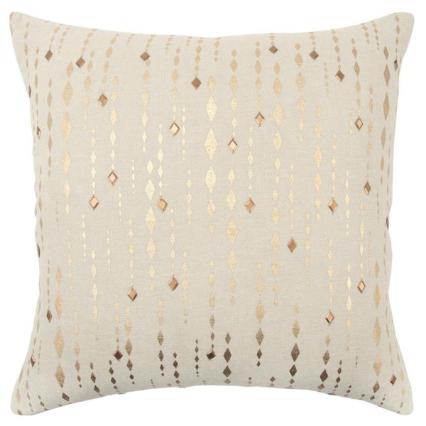 HomeRoots Gold, Ivory Striped Polyester 20 in. x 20 in. Throw Pillow