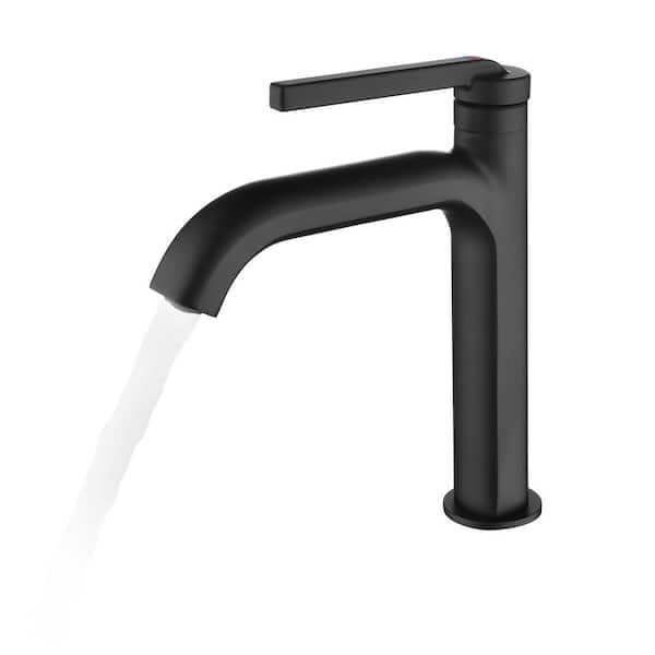 Single Hole Single Handle Vessel Filler Bathroom Faucet in Matte Black with Ceramic Disc Valves Bathroom Vanity Sink Tap