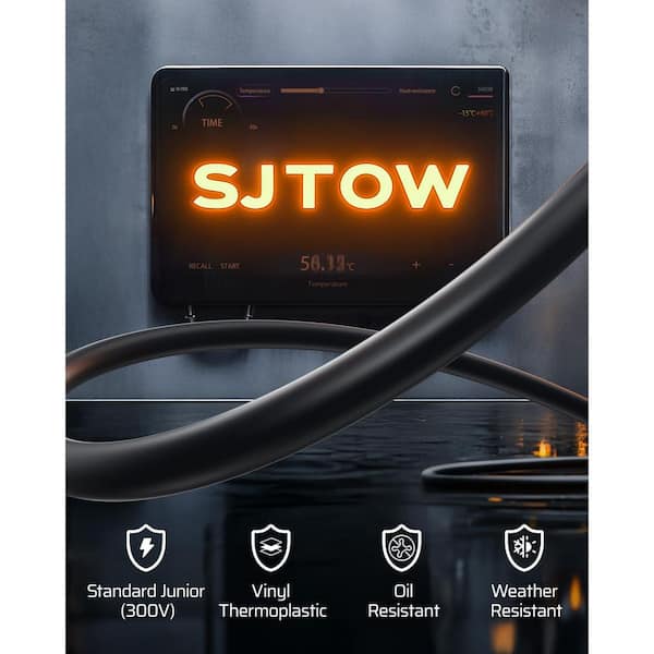 40 ft. 12 / 3 SJTOW 15 Amp Retractable Extension Cord Reel with 3 Grounded Outlets and Lighted Triple Tap