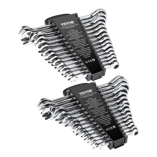 Combination Wrench Set, 30-Piece Ratcheting Wrench Set with Rack, Cr-V Steel Wrench Set SAE 1/4 in. to 1 in.