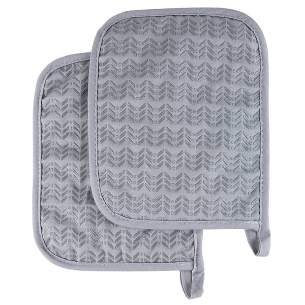 Lavish Home Quilted Silicone Silver Heat Resistant Pot Holder Set (2-Pack)