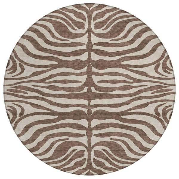 Chantille Machine Washable Indoor/Outdoor Abstract ACN1042 Brown 8 ft. x 8 ft. Area Rug