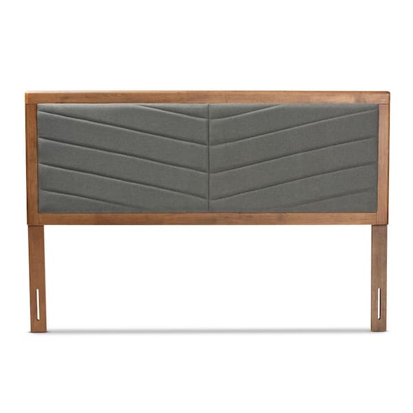 Baxton Studio Iden Dark Grey and Walnut Brown King Headboard