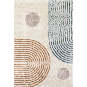 Grecia Beige 5 ft. x 8 ft. Contemporary Abstract Shag Area Rug