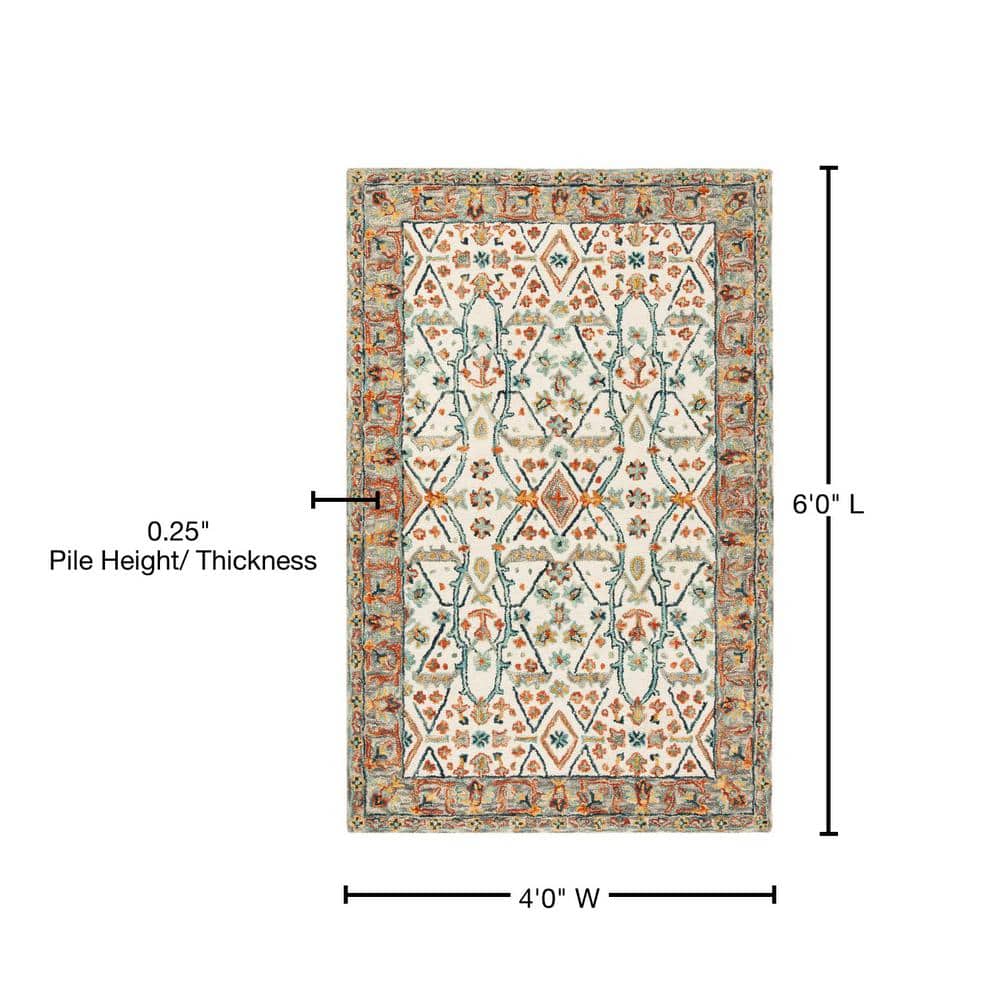 Aspen Blue Floral Hand-Tufted Wool Area Rug - 4' x 6'