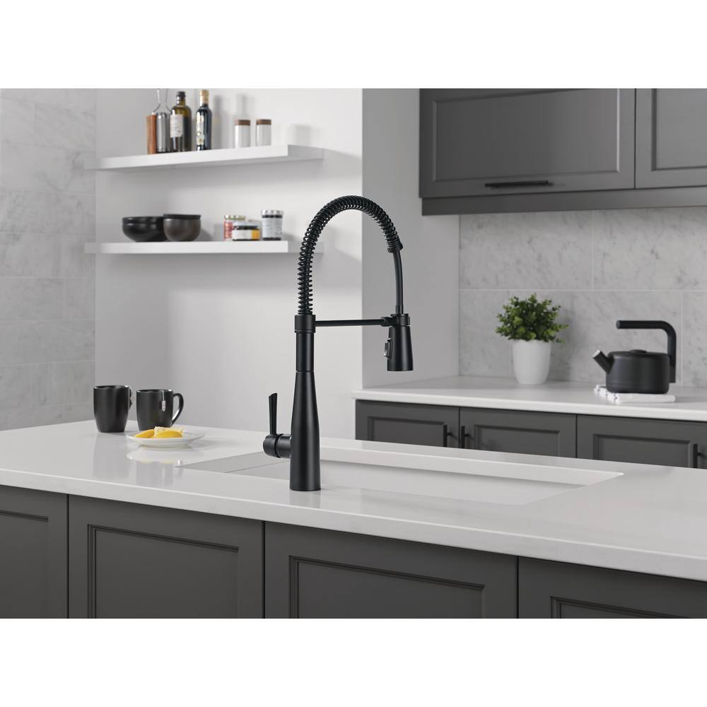 Matte Black Single-Handle Pull-Down Spring Kitchen Faucet
