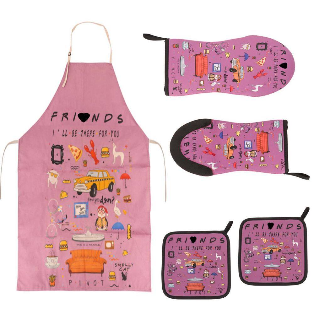 Kitchen Decor with Apron, Non-Slip Heatproof Oven Mitts and Pot Holders, Unique Cooking Accessories for Fans, Pink price history on PriceWatchPro