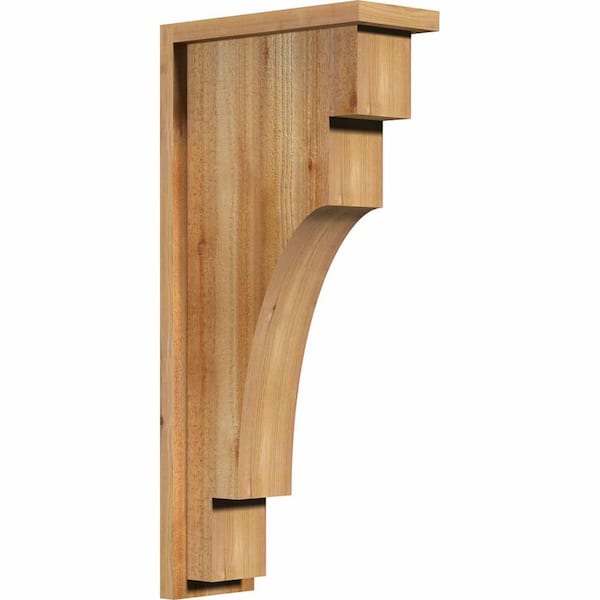 Ekena Millwork 6 in. x 14 in. x 30 in. Western Red Cedar Mediterranean Rough Sawn Corbel with Backplate