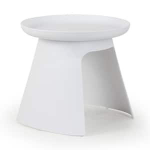 Balius 19.5 in. White Round Plastic End Table