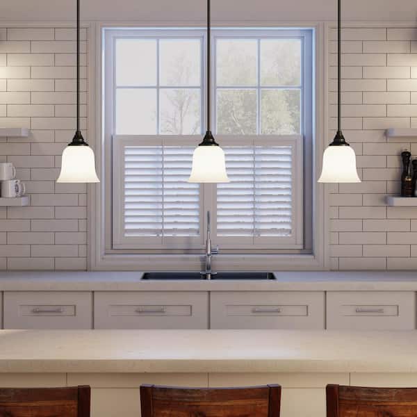 Hampton Bay 1 Light Oil Rubbed Bronze Mini Pendant With Frosted White Glass Shade Iay8991a The Home Depot - Frosted Glass Mini Pendant Lights