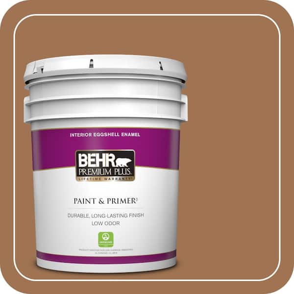 BEHR PREMIUM PLUS 5 gal. #S240-6 Ranch Brown Eggshell Enamel Low Odor Interior Paint & Primer