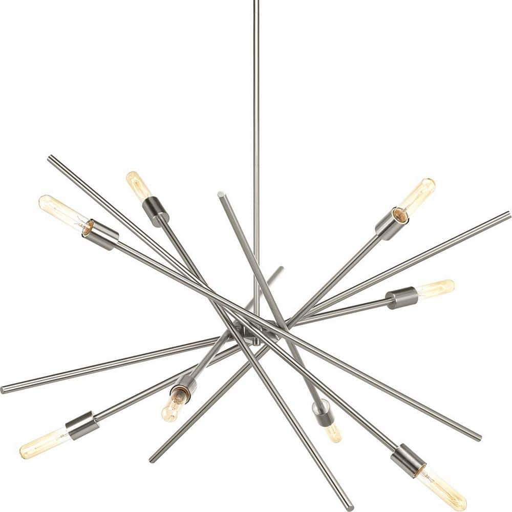 Progress Lighting Astra Collection 42-3/8 in. 8-Light Brushed Nickel  Mid-Century Modern Chandelier Dining Room Light P400109-009 - The Home Depot