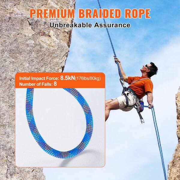 VEVOR 10.2 mm Dynamic Climbing Rope, 60 m, 197 ft. Outdoor