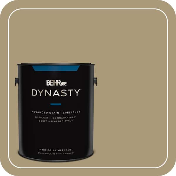BEHR DYNASTY 1 gal. #PPU8-06 Exploring Khaki Satin Enamel Interior Stain-Blocking Paint and Primer