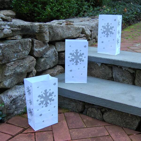 Lumabase Candle Luminaria Kit, 12 Count Snowflake