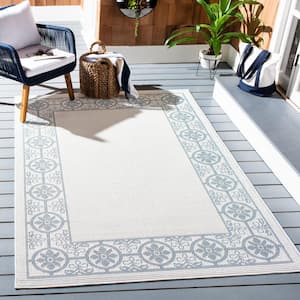 Bermuda Ivory/Light Blue 9 ft. x 12 ft. Floral Indoor/Outdoor Patio  Area Rug