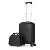 HIKOLAYAE 2-Piece Luggage Set ABS Hardshell Lightweight Suitcase Lock with 4 Spinner Wheels14 in./20 in., Black HD-554-WELA