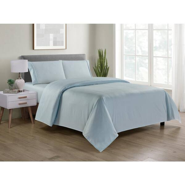 Bamboo Comfort 3-Piece Aqua Chevron Embossed Bamboo Twin Sheet Set