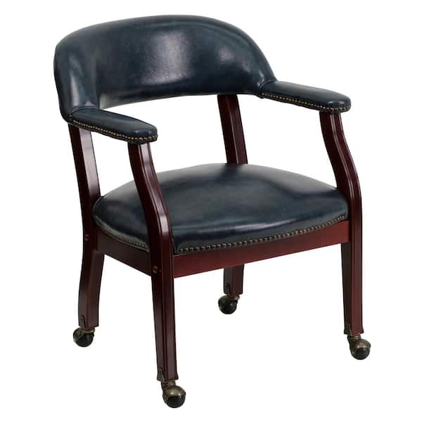 Flash Furniture Navy Vinyl Luxurious, Conference Chairs With Wheels