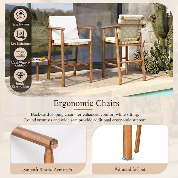 All-Weather 6-Piece Acacia Wood Outdoor Bar Set, Patio Dining Set