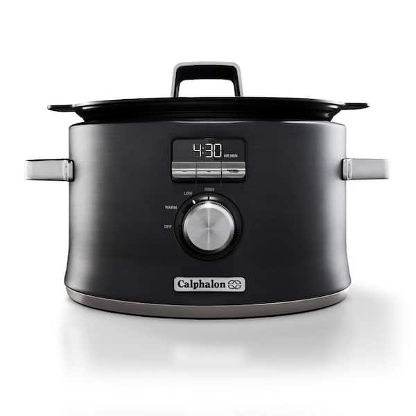 Crock-Pot 8 Quart Slow Cooker with Auto Warm Setting and Cookbook, Black  Stainless Steel