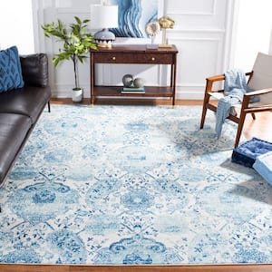 Madison Cream/Turquoise 12 ft. x 15 ft. Medallion Floral Area Rug