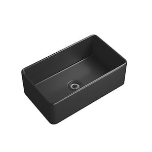 30 in. Undermount Ceramic 1-Compartment Commercial Kitchen Sink in Black