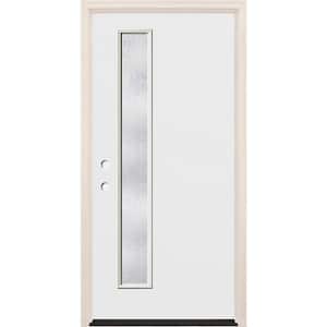 36 in. x 80 in. Right-Hand/Inswing 1 Lite Rain Glass Unfinished Fiberglass Prehung Front Door with 4-9/16" Frame