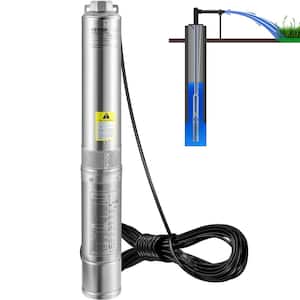 Deep Well Submersible Pump 1.5HP 37 GPM 276 ft. Head Water Pump IP68 with 33 ft. Electric Cord for Industrial Irrigation