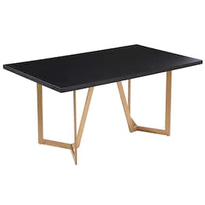 Sunland 63 in. L Rectangle Black Wood Dining Table (Seats 6)