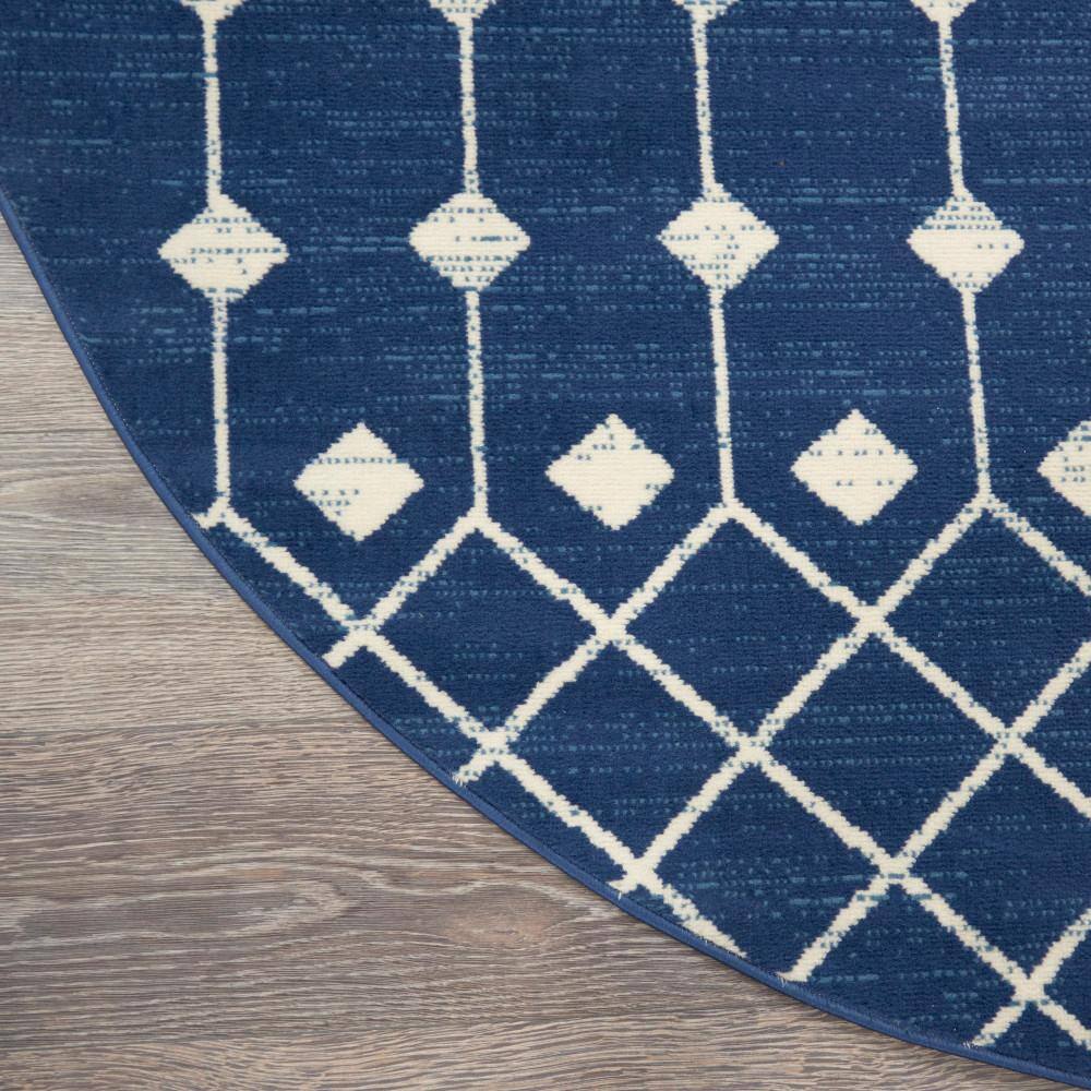 Navy Moroccan Diamond 5'3" Synthetic Round Area Rug
