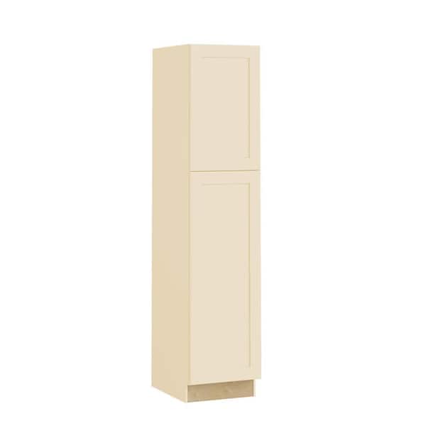 Home Decorators Collection Newport 18 in. W x 24 in. D x 84 in. H Assembled Plywood Pantry Kitchen Cabinet in Blended Cream with Soft Close LH