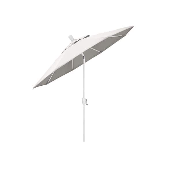 California Umbrella 6 ft. Matted White Aluminum Market Patio Umbrella with Crank and Tilt in Natural Sunbrella