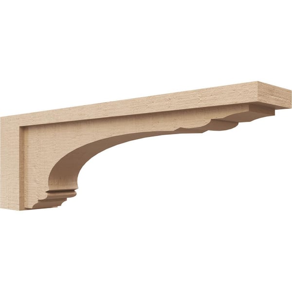 Ekena Millwork 4 in. x 8 in. x 24 in. Series 3 Thin Warren Rough Cedar Woodgrain Timberthane Polyurethane Corbel, Primed Tan
