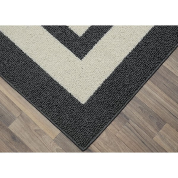 Borderline Cinder Gray/Ivory 5 ft. x 7 ft. Indoor/Outdoor Area Rug