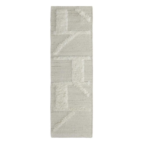 2 ft. x 8 ft. Tan, Ivory Geometric Runner Rug