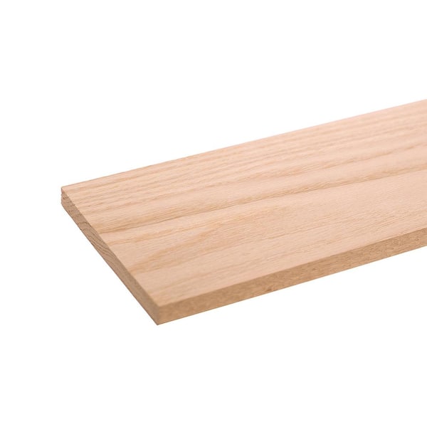 Waddell Project Board - 36 in. x 6 in. x 1 in. - Unfinished S4S Red Oak Wood with No Finger Joints - Ideal for DIY Shelving
