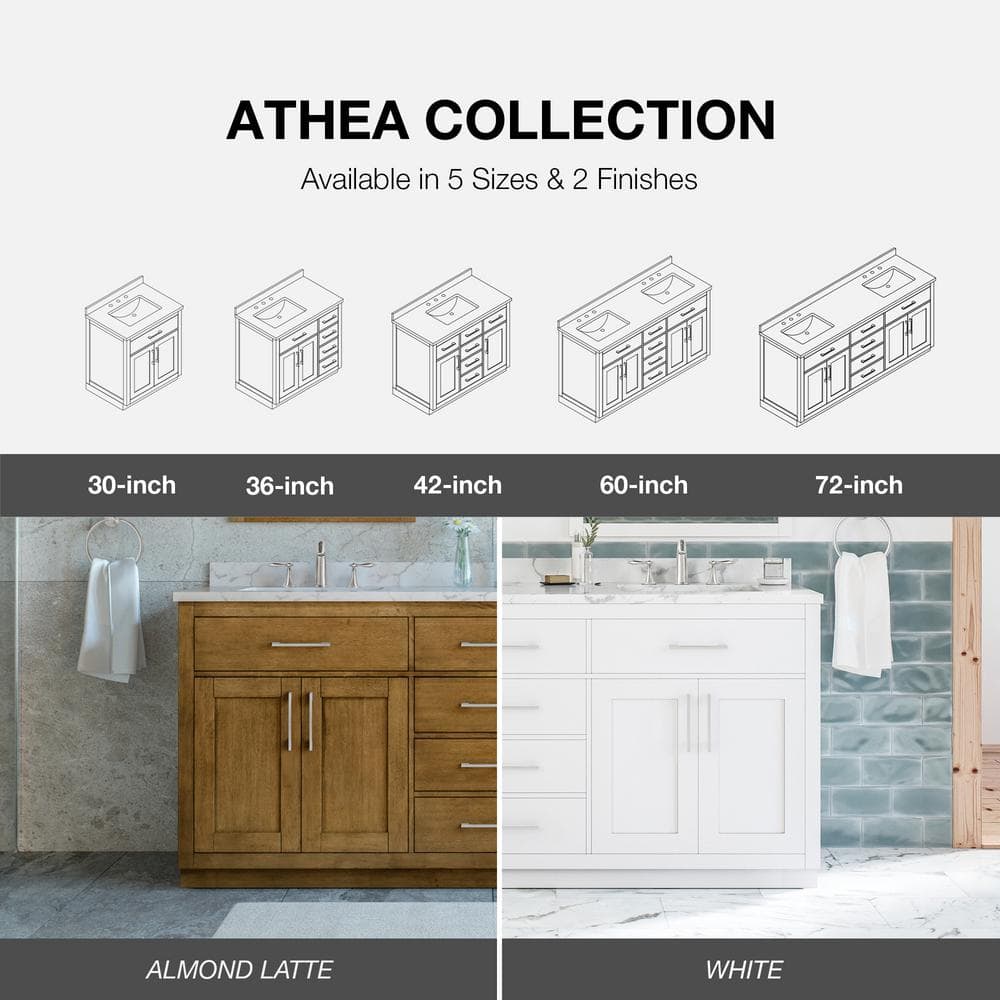 Athea 72" Almond Latte Freestanding Double Sink Bathroom Vanity