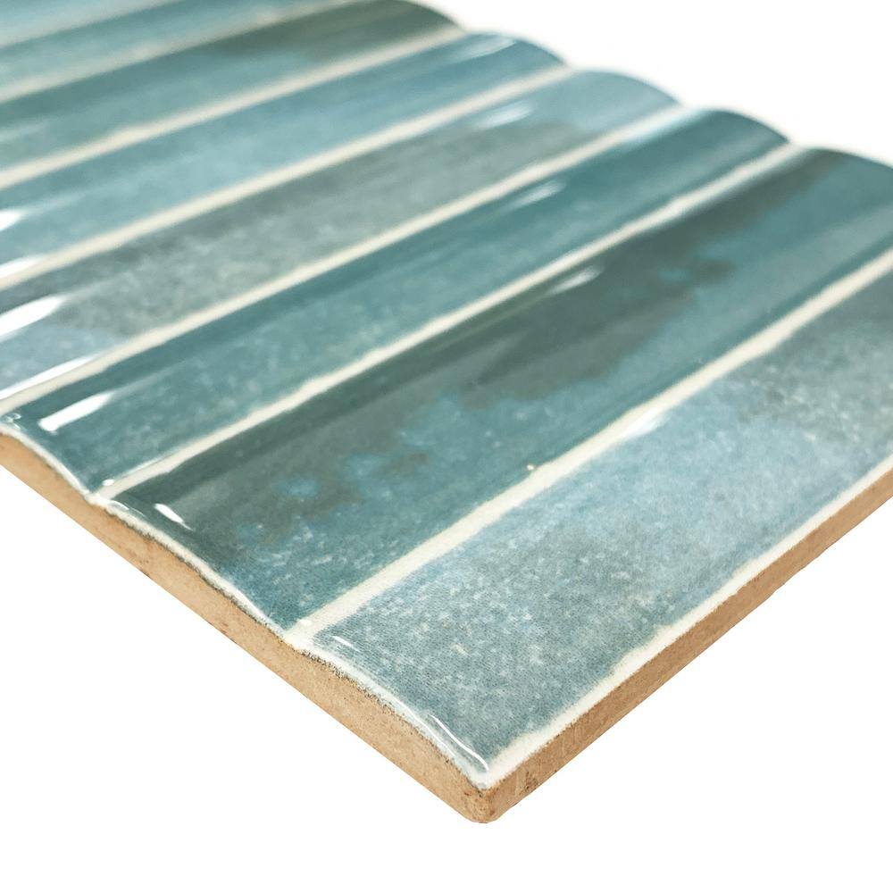 Teal Glossy Fluted Ceramic 4x12 Wall Tile