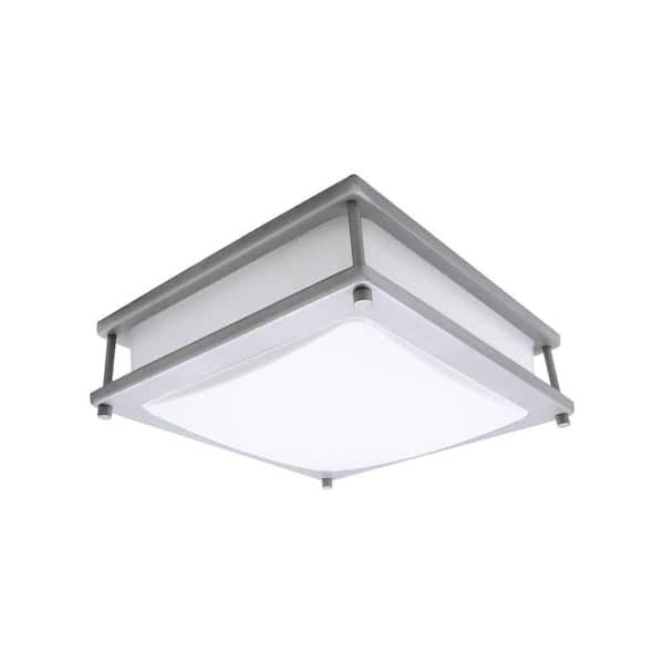 Lecoht 12 in. Oil Rubbed Sliver Dimmable Square LED 4000K Cool White Flush Mount Ceiling Light