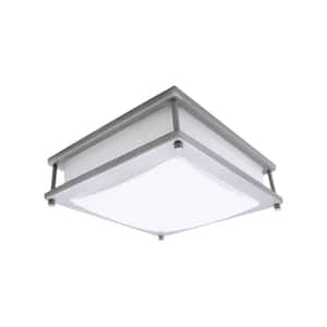 12 in. Oil Rubbed Matte Grey Dimmable Square LED 4000K Cool White Flush Mount Ceiling Light