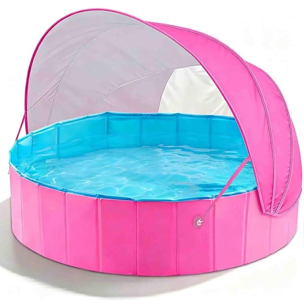48 in. x 35 in. Foldable Round Kiddie Pool with Sun Canopy