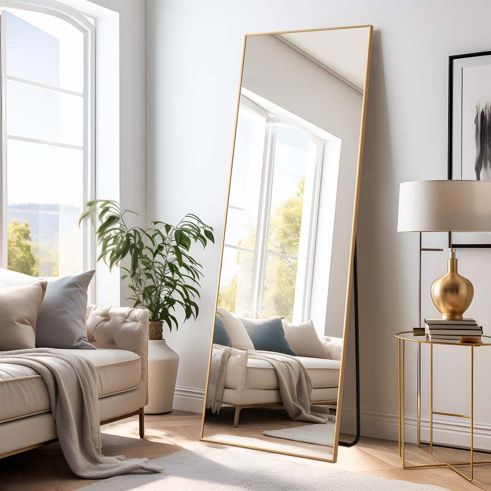 Gold 21 in. W x 64 in. H Rectangle Aluminum Alloy Full Length Mirror with s
