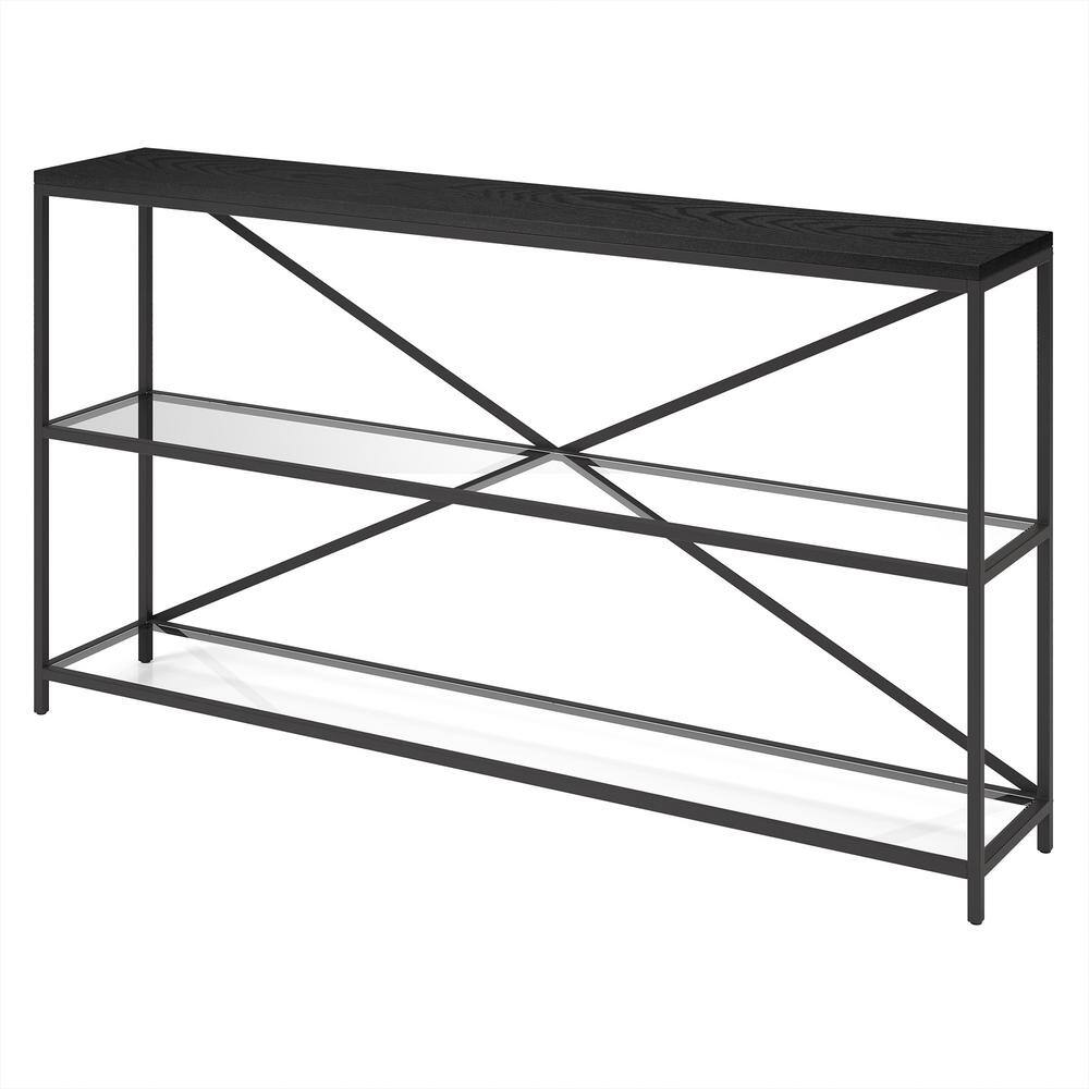 Fionn 55'' Blackened Bronze and Black Grain Console Table