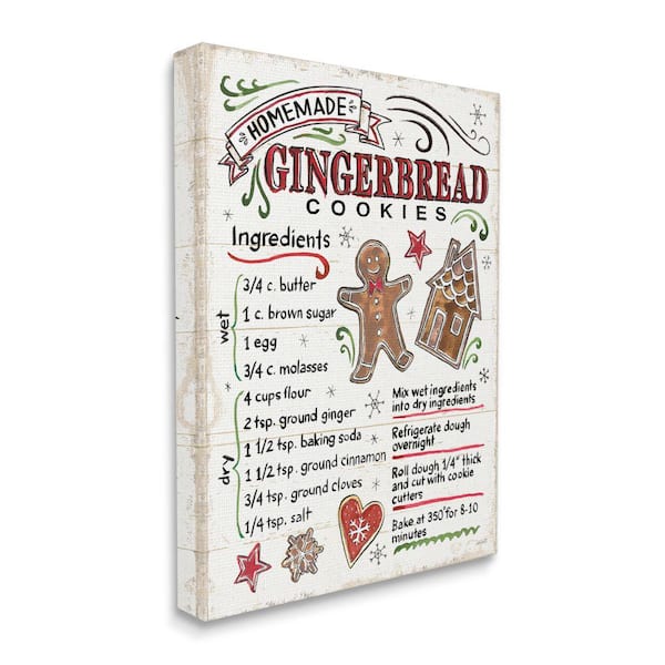 Stupell Industries Gingerbread Cookies Cooking Instructions By Anne Tavoletti Unframed Print Abstract Wall Art 24 in. x 30 in.